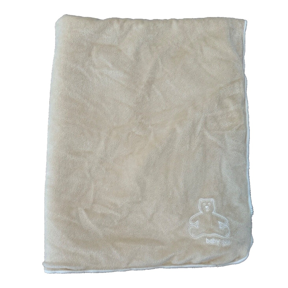 Baby Gap Blanket Teddy bear Tan Ivory Chamois Thick Sherpa Brennan Outline
